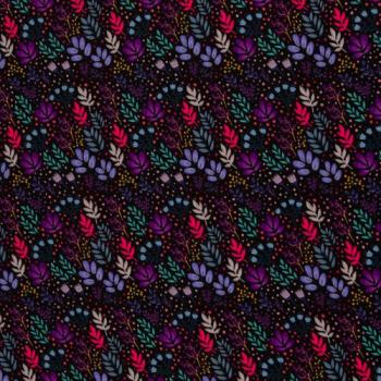 Viskose Wildflowers  Blüten auf Schwarz von Emjo-Design  by Swafing